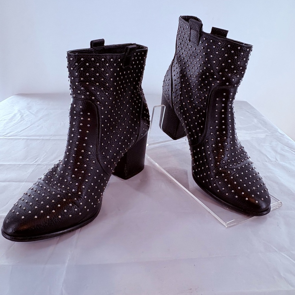 Sierra Studded Black Leather Ankle Boots by Rebecca Minkoff Size 8.5M
